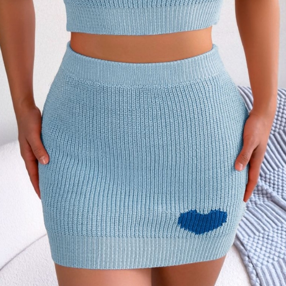 Sweetheart Ribbed Knit Set - Blue - Picture 5 of 5